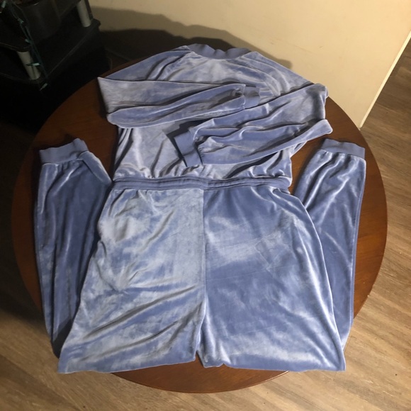 NWT Fashion Nova Destination Super Soft Velour Jumpsuit - Light Blue 1XL - Picture 4 of 6